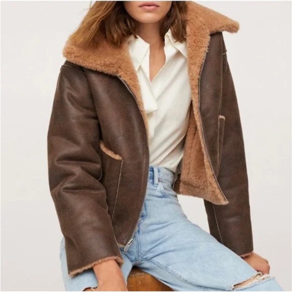Brown Shearling Reversible Jacket - Picture 1 of 9